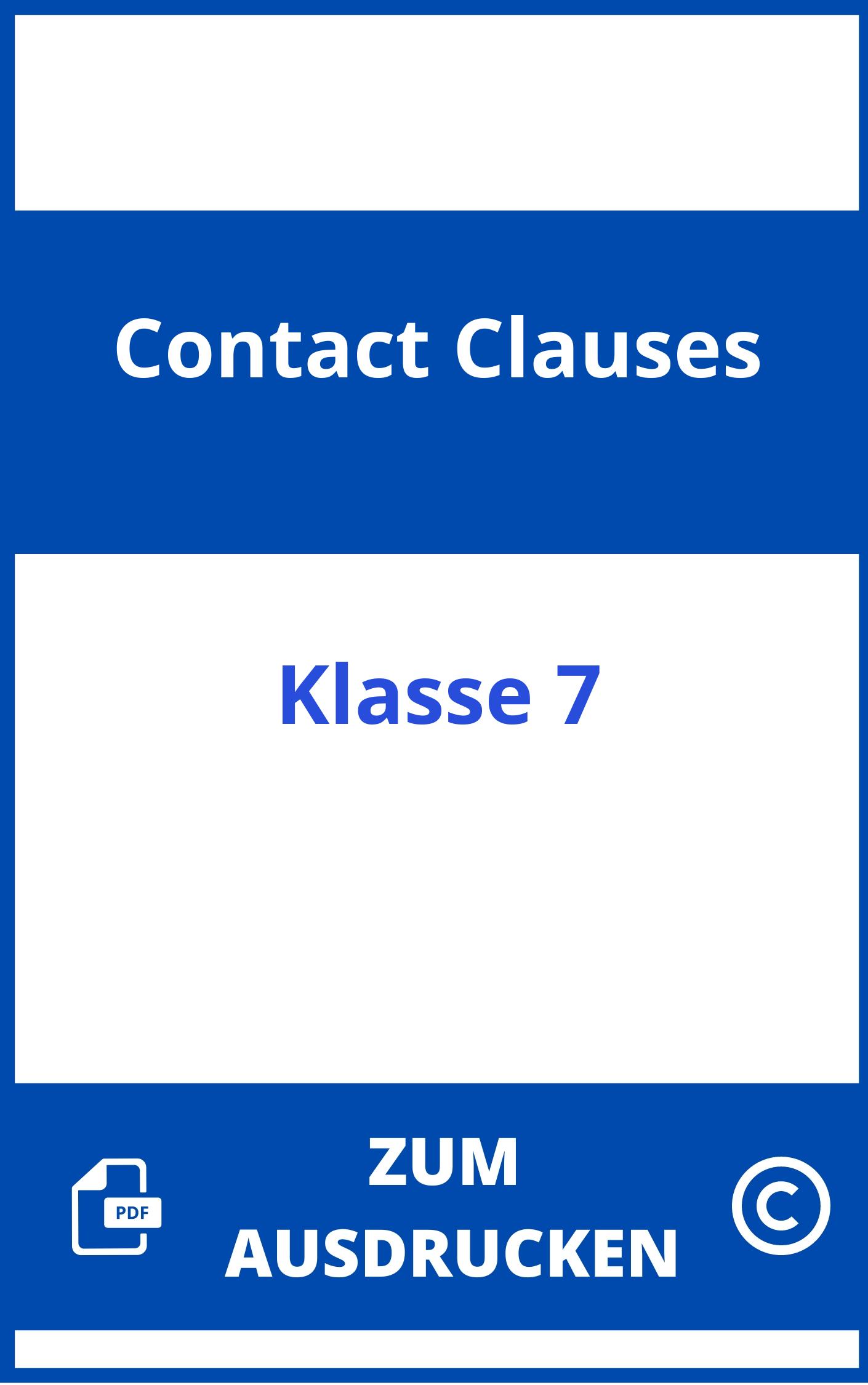 Contact Clauses Übungen Klasse 7 Zum Ausdrucken