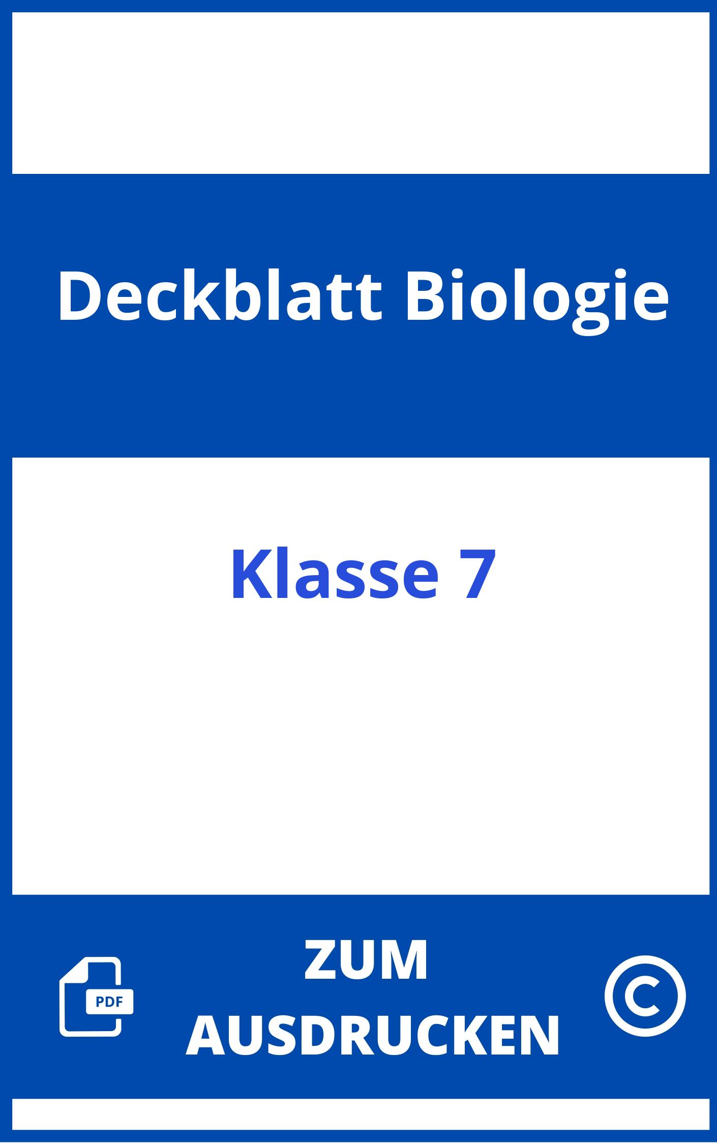 Deckblatt Biologie Klasse 7 Zum Ausdrucken