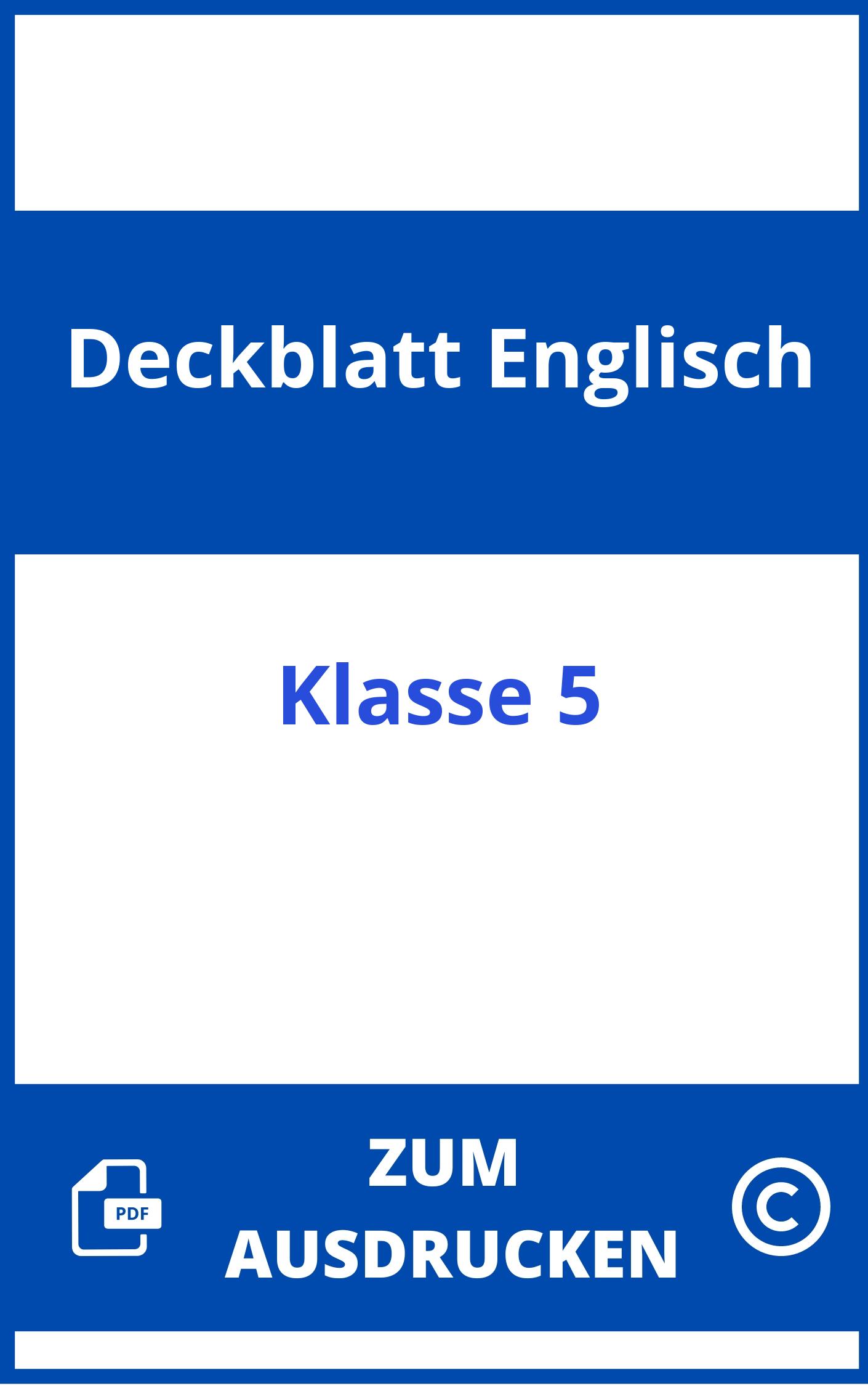 Deckblatt Englisch Klasse 5 Zum Ausdrucken