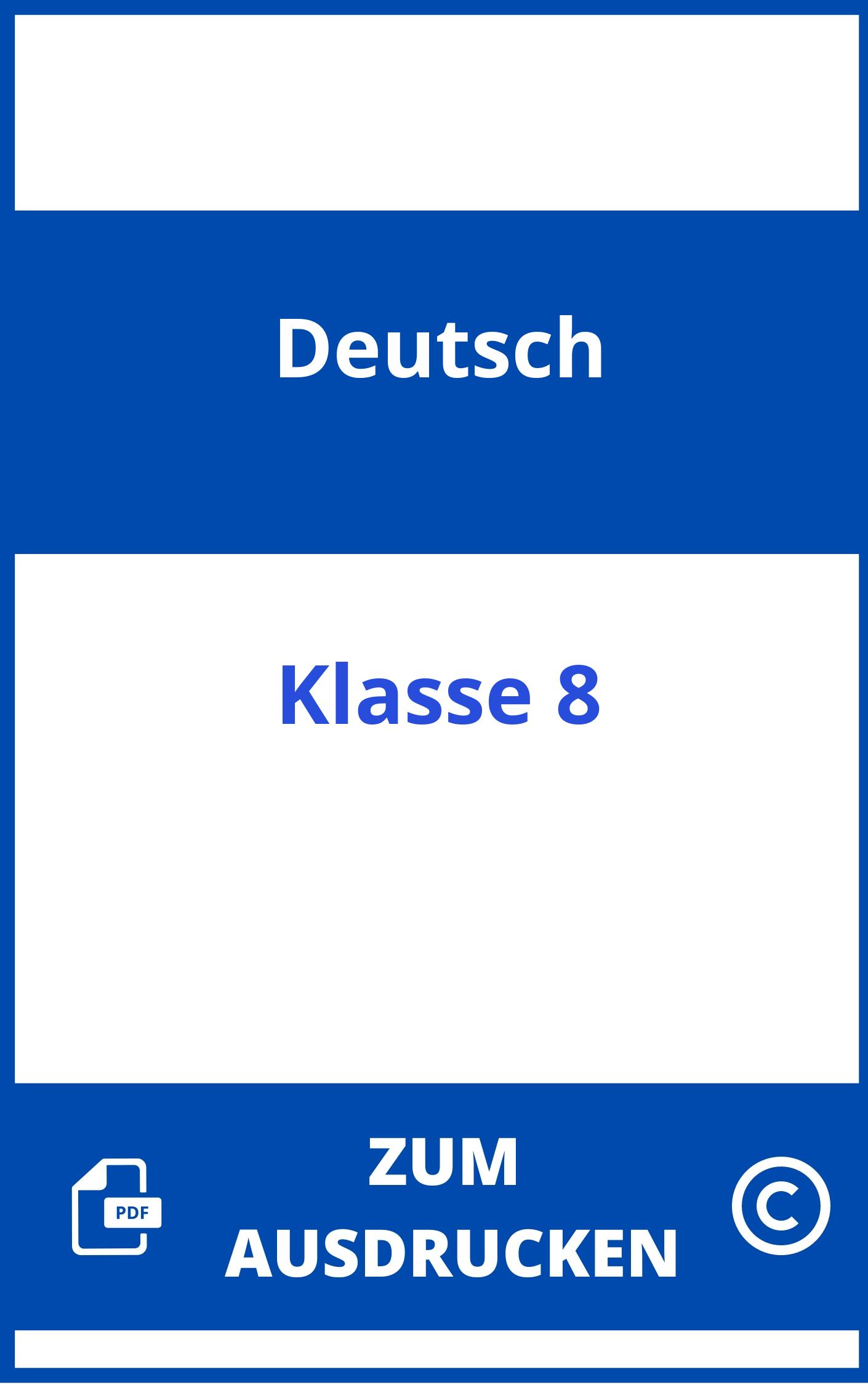 Deutsch Übungen 8. Klasse Zum Ausdrucken